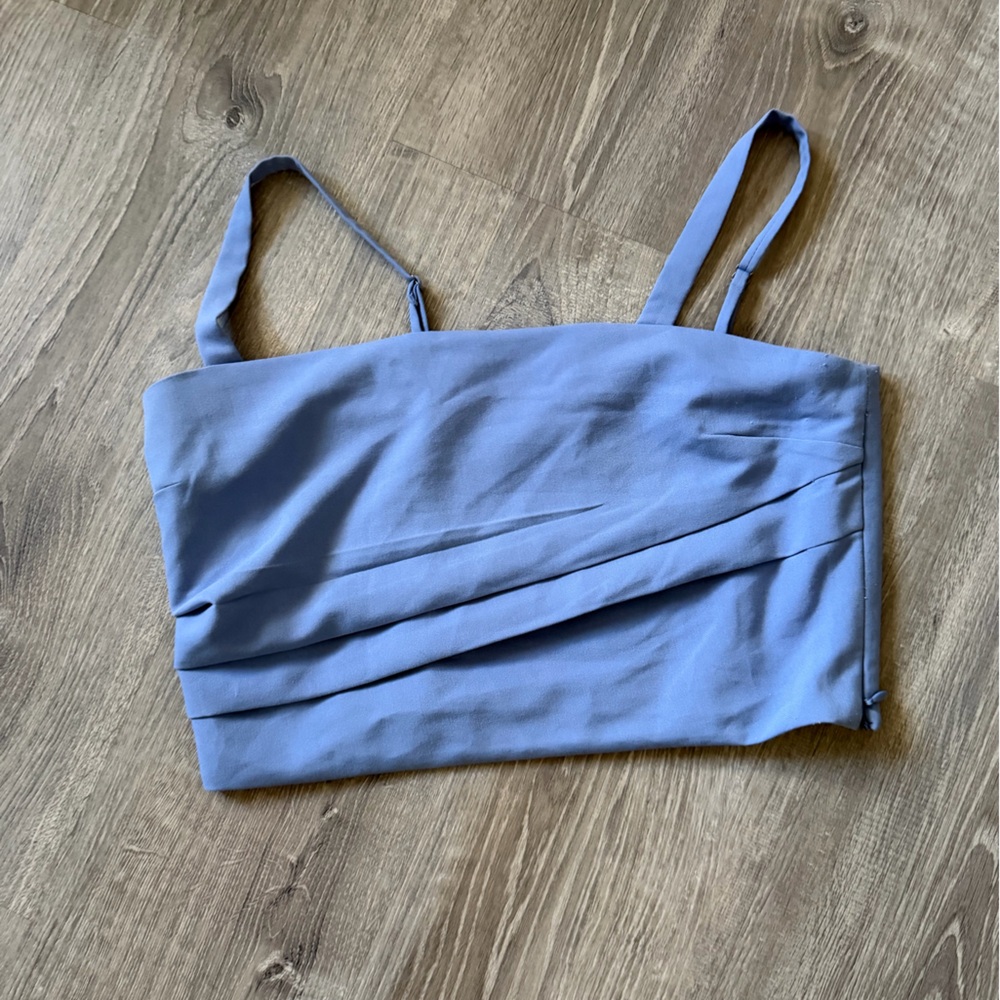 Abercrombie and Fitch Blue Draped Sleeveless Crop Top